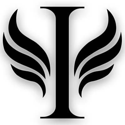 The logo for Inlustris Audio featuring a black serif I with three organic curved wings on either side.
